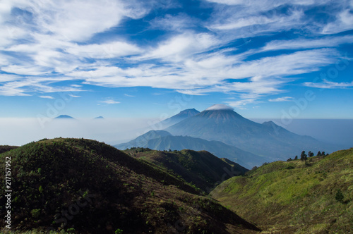 beautiful prau mountain look sindoro sumbing photo