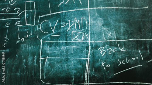 back to school concept from clean up text on chalkboard and write back to school text on dirty board with soft focus background