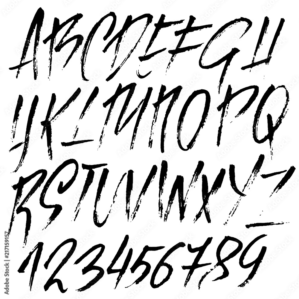 Hand drawn modern dry brush lettering. Grunge style alphabet. Handwritten font. Vector illustration. Hand drawn modern dry brush lettering. Grunge style alphabet. Handwritten font. Vector illustration.