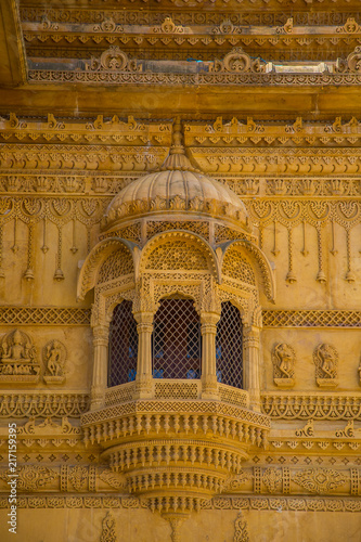 A beautiful closeup carvings of an exterior of hindu temple. Detailed look.