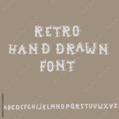 Grunge vintage whiskey font. Old handcrafted display skript. Modern brush label lettering. Vector typography illustration.