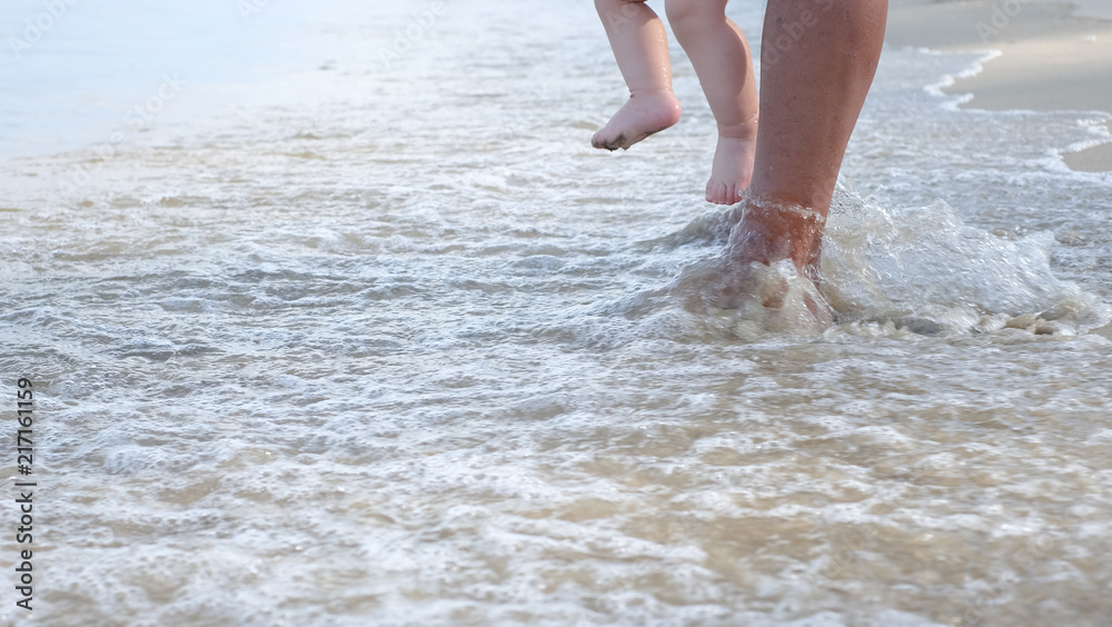 Learning of the little baby that is going to touch the sea. Learning of the little baby that is going to touch the sea.