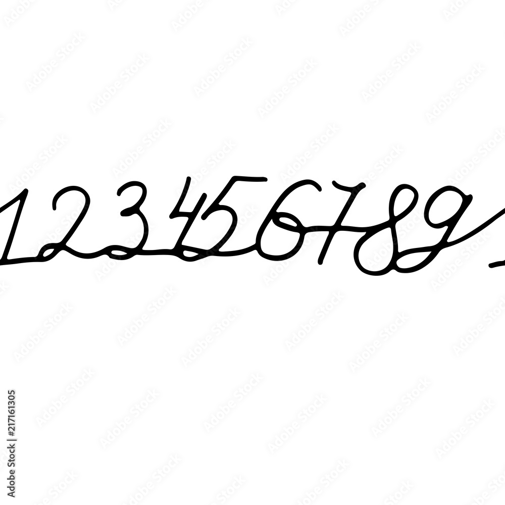 Seamless calligraphic ink numbers ornament. Vector illustration