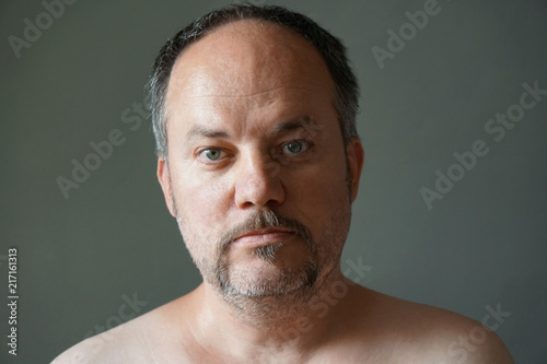 Obraz na plátne middle aged forty-something man with horseshoe or fu manchu mustache beard style