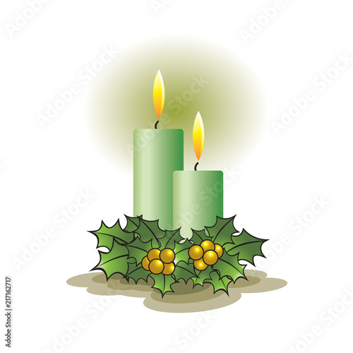 chrismas candles with decoration vector illustration