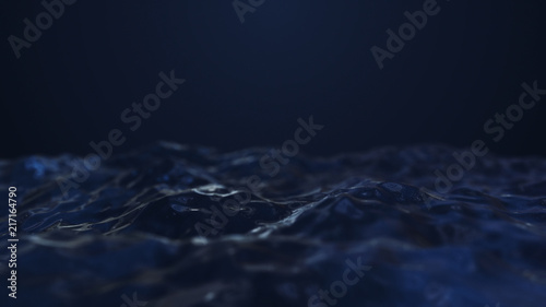 3d render Dark blue abstract waves on dark background