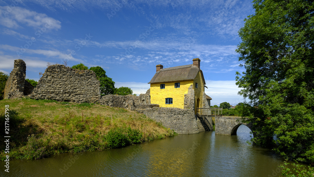 Stogursey Castle, a 10th Century Moat and Bailey now a Landmark Trust property near Bridgewater, Somerset, UK