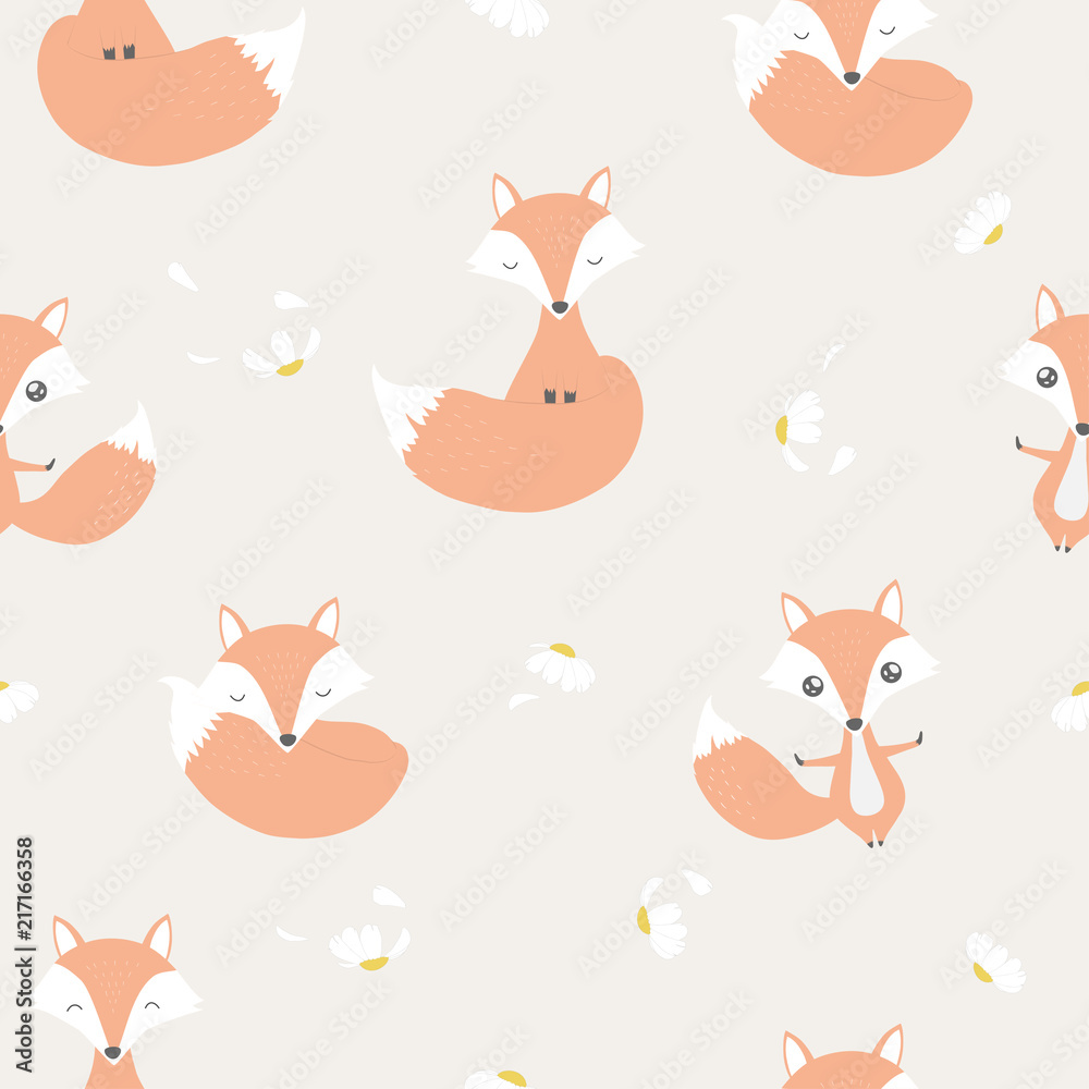 Seamless pattern. Cute fox Seamless pattern. Cute fox