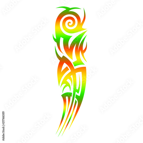 Tattoo tribal vector design. Ethnic tattoo tribal design colored abstract swirl shape pattern vector template.