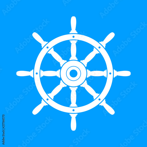 White rudder vector icon on blue background