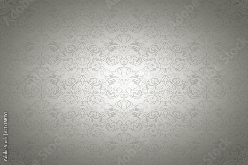 silver vintage background , royal with classic Baroque pattern, Rococo with darkened edges background(card, invitation, banner). horizontal format