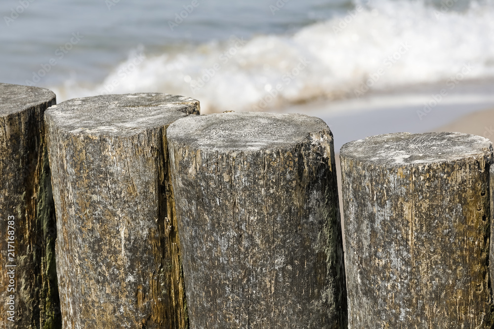 Breakwater was built of thick wooden logs Breakwater was built of thick wooden logs