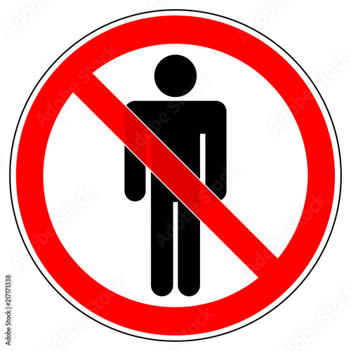 srr416 SignRoundRed - german - Verbotszeichen: Für unbefugte Personen / Männer (Fußgänger) Zutritt verboten - english - prohibition sign - no admittance - men (pedestrian) xxl red g6442