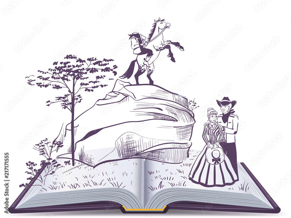 Headless horseman open page book vector illustration Headless horseman open page book vector illustration