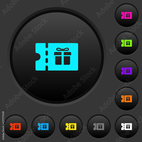 Gift discount coupon dark push buttons with color icons