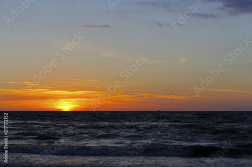 Horizon and sunset above Baltic Sea 