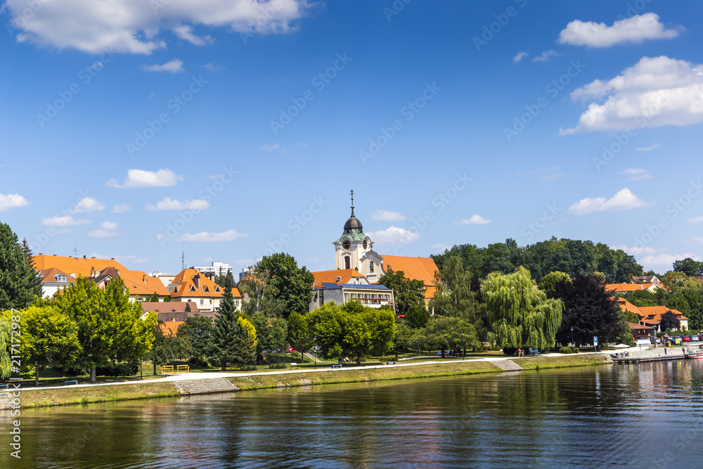 Tyn nad Vltavou and Vltava river. Czech republic.