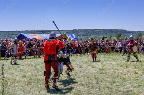 RUSSIA, ZHELEZNOVODSK: - JUNE 3, 2018: Reconstruction of the medieval battle of the Knights