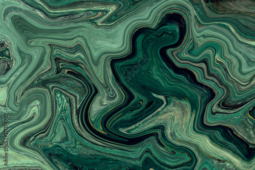 Green and gold marbling texture design. Marble pattern. Fluid art.