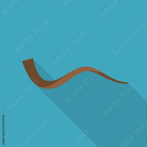 Shofar icon in flat long shadow design