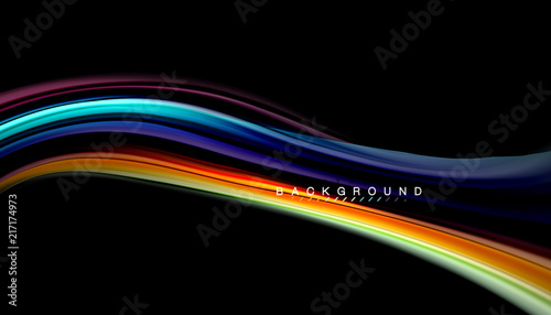 Fluid colors abstract background, twisted liquid design on black, colorful marble or plastic wave texture backdrop, multicolored template for business or technology presentation or web brochure cover