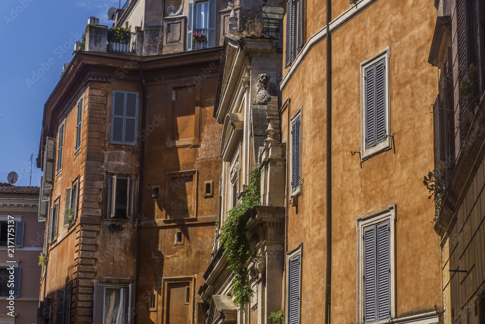 Classic buildings in Rome, Italy. Historic architecture