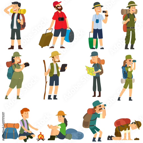 5866988 People with backpacks are hiking.