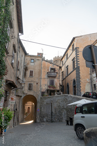 Fototapeta Naklejka Na Ścianę i Meble -  Narrow streets of Bracciano, small town in the region of Lazio, Italy, famous for its volcanic lake (Lago di Bracciano or 