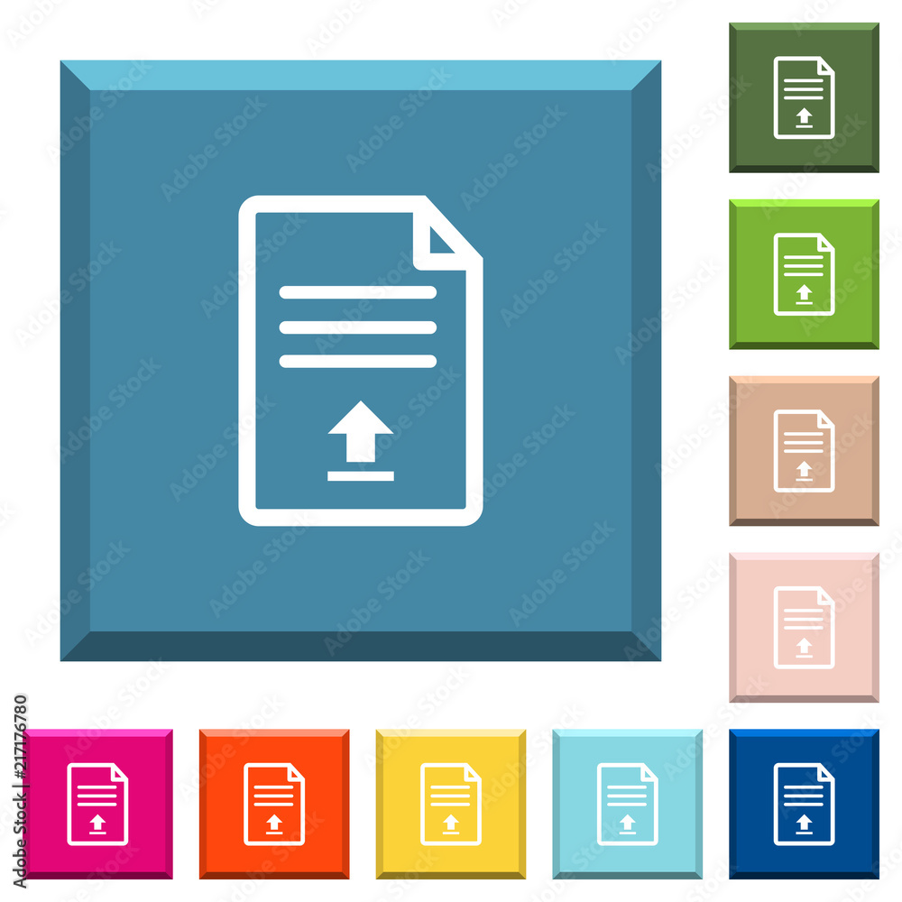 Upload document white icons on edged square buttons