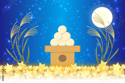 #Background #wallpaper #Vector #Illustration #design #Image #Japan #china #Asia #free_size #背景 #壁紙 #ベクター #イラスト #無料 #無料素材 #バックグラウンド #フリー素材 #和風素材 #日本 和風背景素材,お月見,十五夜,秋,満月,日本の伝統行事,すすき,月夜,中秋の名月,かぐや姫,竹取物語
