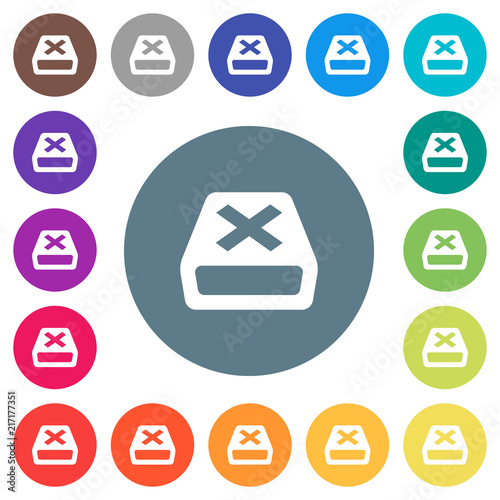 Uninstall flat white icons on round color backgrounds