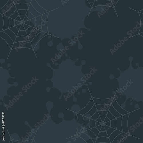 Dark gloomy background with dirt, blots and cobwebs. Flat vector cartoon illustration. Objects isolated on white background.