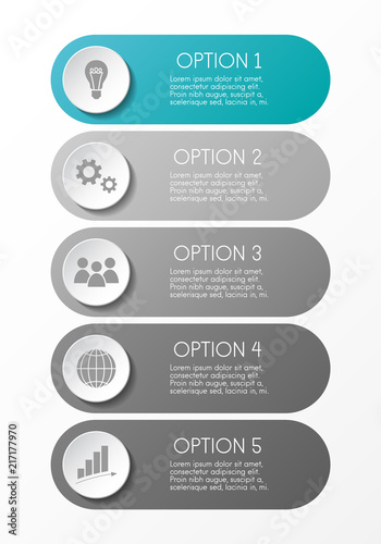 Gray infograph with business icons. Vector.