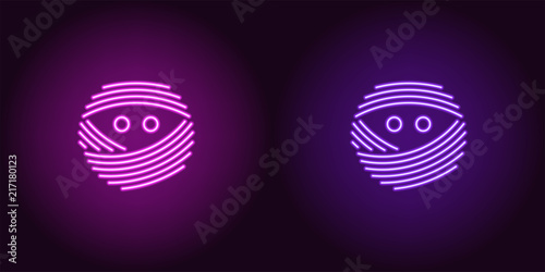 Neon mummy face in purple and violet color