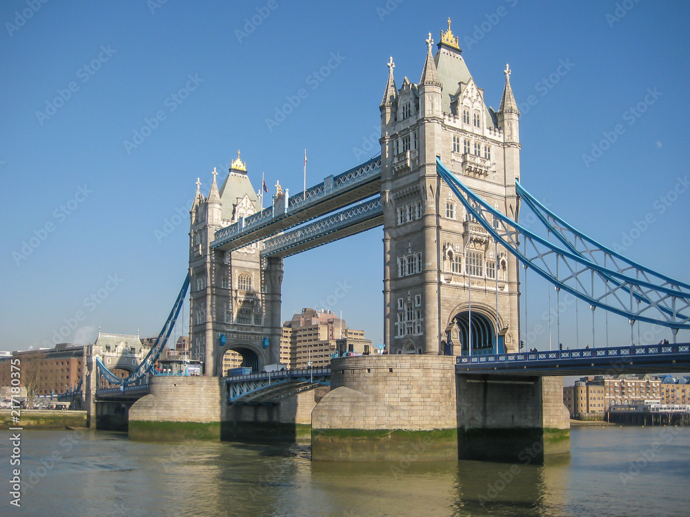 River Thames in central London with Queen Tower Bridge on background