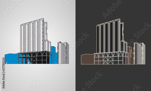 Silos de stockage industriels en 4 couleurs personnalisables avec 2 rendus graphiques différents
