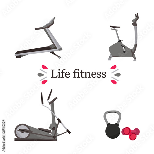 Fitness equipment with an inscription  life fittness on a white background