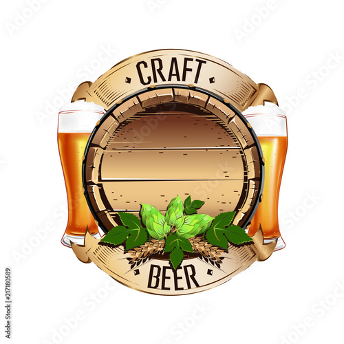 Colorful emblem of beer in vintage style