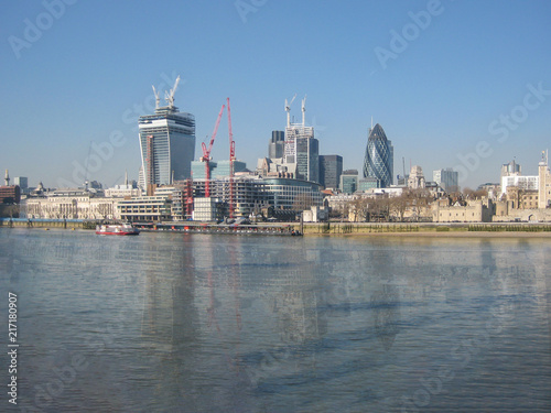 View of the banks of the River Thames  in London  UK