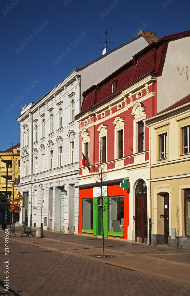 Lannova street in Ceske Budejovice. Czech Republic