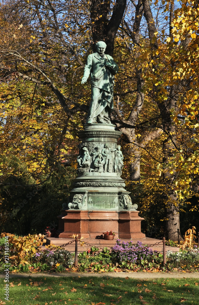 Monument to Adalbert Lanny in Ceske Budejovice. Czech Republic
