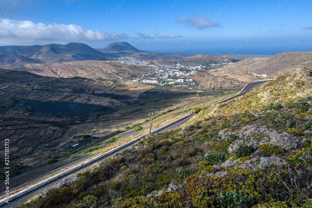 Coastal view from Haria Viewpoint in Lanzarote, Spain