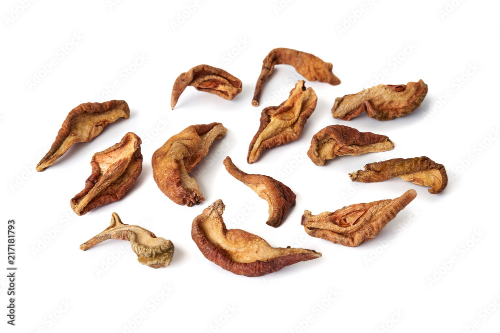 Obraz premium Dried pear, apple isolated on white background