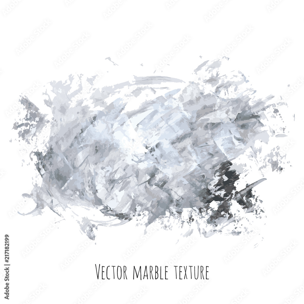 White, gray, black vector scribble marble watercolor texture background. Abstract acrylic smudge backdrop with stains, dry brush strokes, spots and ink waves. Natural stone wall for interior design.
