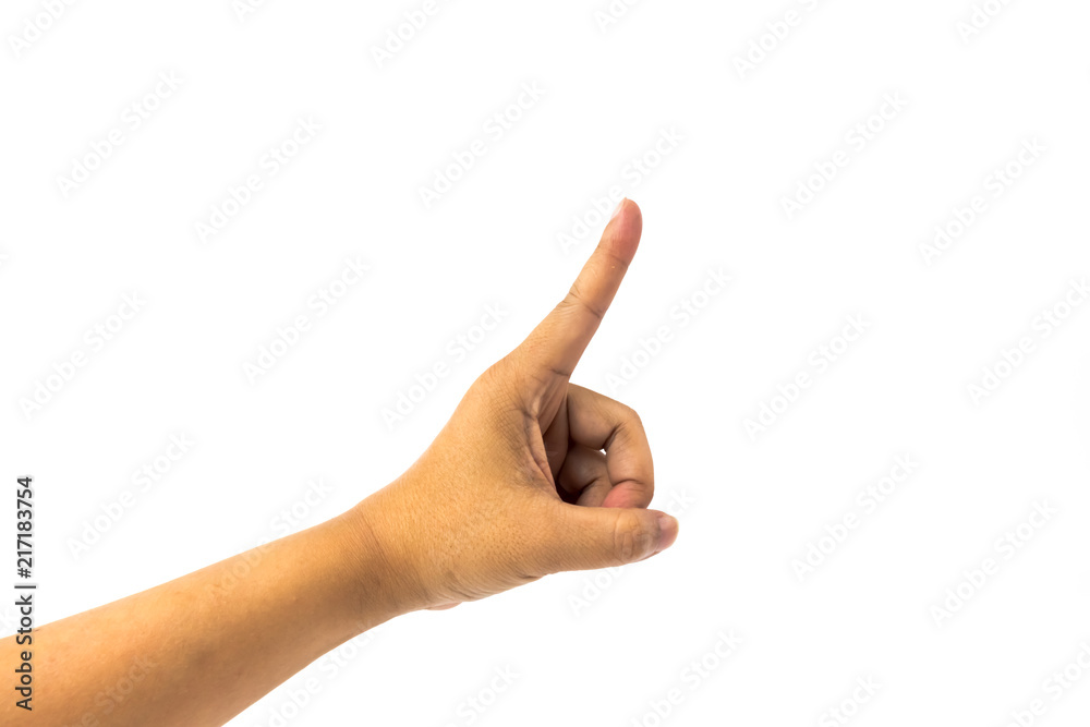 Man is showing forefinger of his hand isolated Man is showing forefinger of his hand isolated