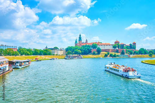 The tourist boat in Krakow, Poland photo