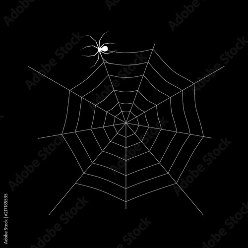 Spider web and isolated on black background. Design element for Halloween. Vector illustration.