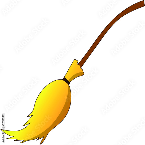 Halloween Witches Broomstick. Traditional Halloween Symbol, Accessory Object, Cartoon Broom. Vector Illustration for your Design.