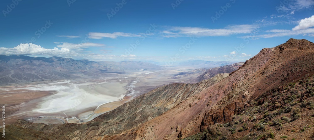 Panoramic view of the valley and salt flat of Death Valley National Park from Dante’s View