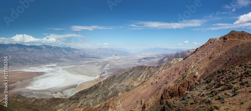 Panoramic view of the valley and salt flat of Death Valley National Park from Dante’s View